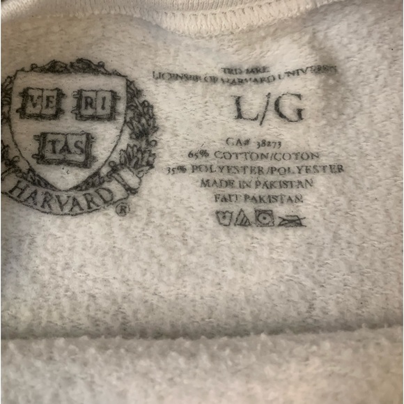 Large Licensed White Harvard Crewneck - Picture 2 of 2